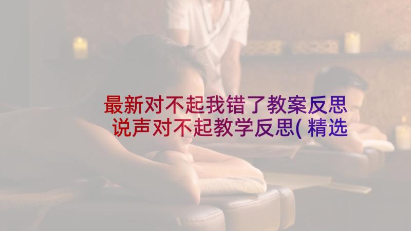 最新对不起我错了教案反思 说声对不起教学反思(精选5篇)