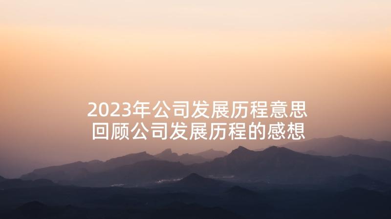 2023年公司发展历程意思 回顾公司发展历程的感想和体会必备(优秀5篇)