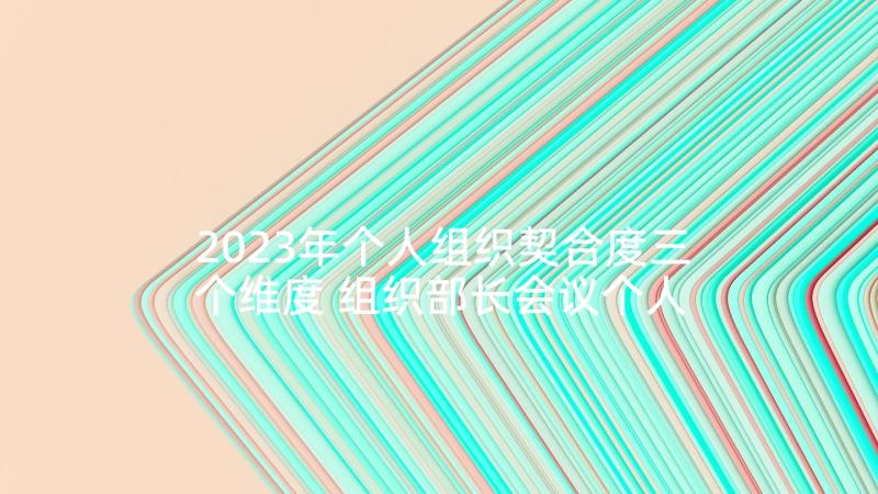 2023年个人组织契合度三个维度 组织部长会议个人心得体会(通用6篇)