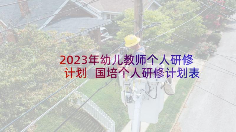 2023年幼儿教师个人研修计划 国培个人研修计划表(优秀8篇)