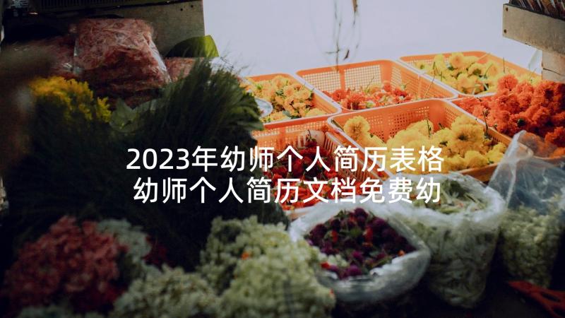 2023年幼师个人简历表格 幼师个人简历文档免费幼师个人简历文档(大全5篇)