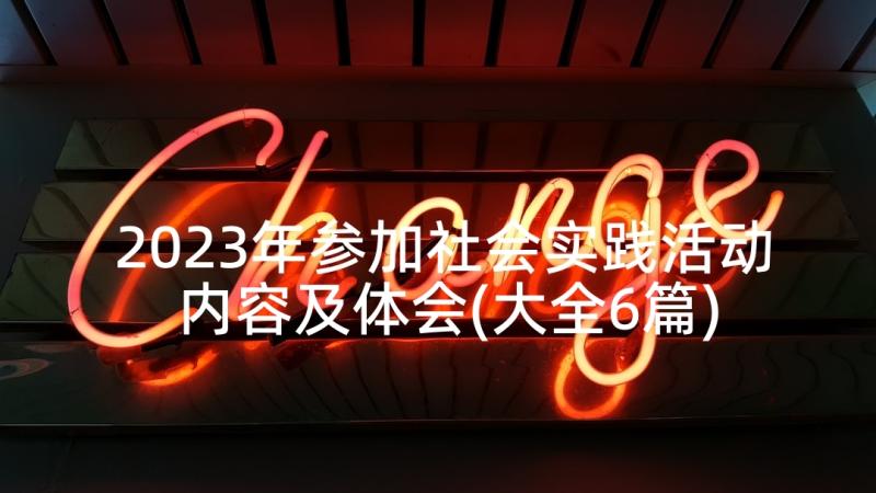 2023年参加社会实践活动内容及体会(大全6篇)