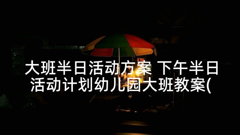 大班半日活动方案 下午半日活动计划幼儿园大班教案(汇总5篇)