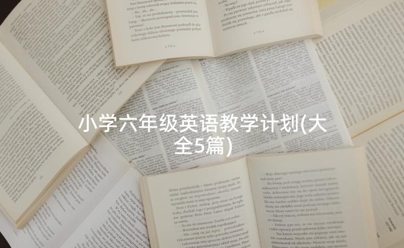 小学六年级英语教学计划(大全5篇)