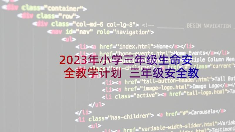 2023年小学三年级生命安全教学计划 三年级安全教学计划(优质5篇)