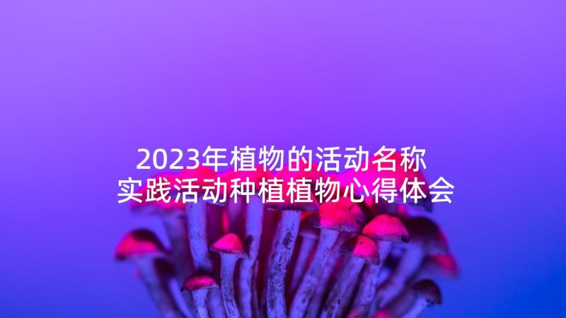 2023年植物的活动名称 实践活动种植植物心得体会(优质8篇)