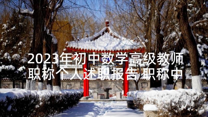 2023年初中数学高级教师职称个人述职报告 职称中学数学高级教师述职报告(实用9篇)