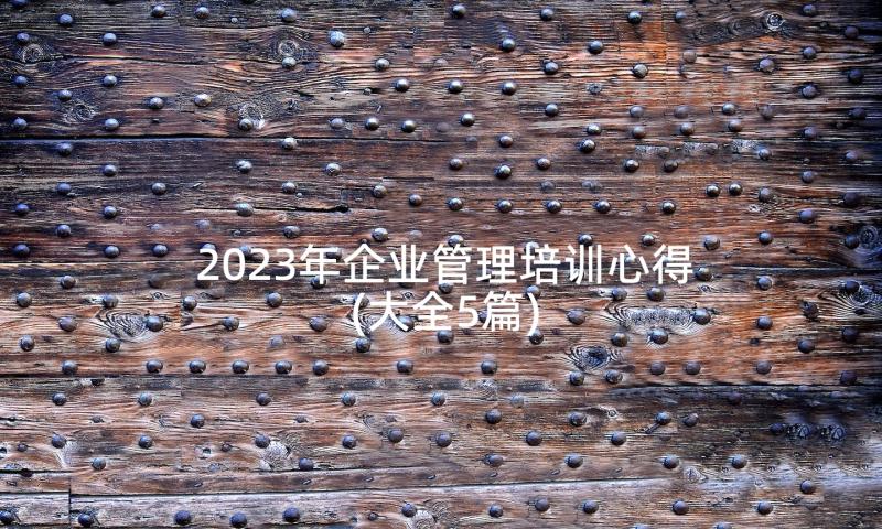 2023年企业管理培训心得(大全5篇)