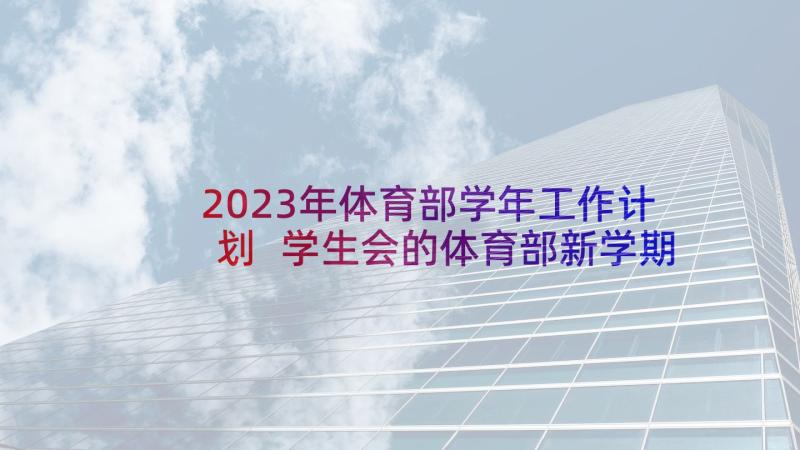 2023年体育部学年工作计划 学生会的体育部新学期工作计划(模板5篇)