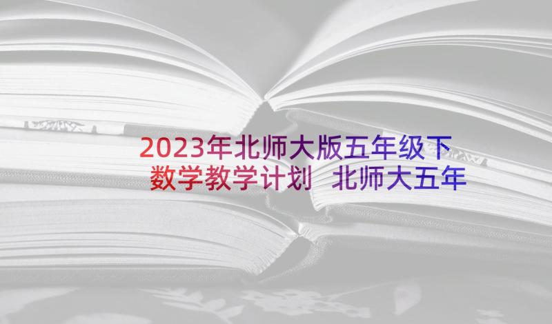 2023年北师大版五年级下数学教学计划 北师大五年级数学教学计划(模板5篇)