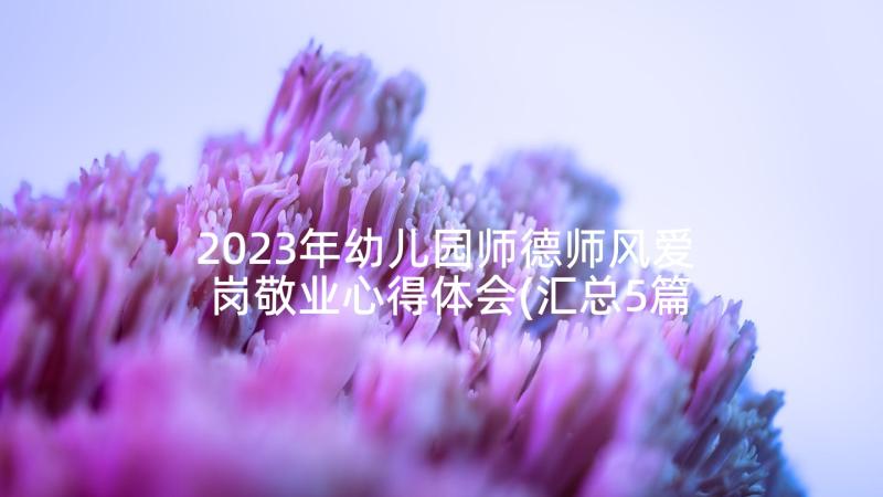 2023年幼儿园师德师风爱岗敬业心得体会(汇总5篇)