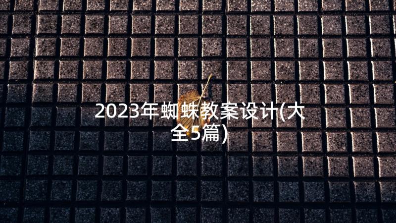 2023年蜘蛛教案设计(大全5篇)