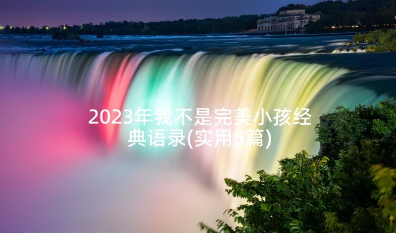 2023年我不是完美小孩经典语录(实用5篇)