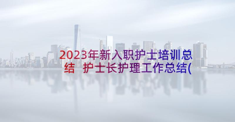 2023年新入职护士培训总结 护士长护理工作总结(实用5篇)