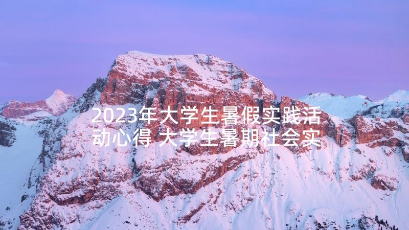 2023年大学生暑假实践活动心得 大学生暑期社会实践心得体会(实用7篇)