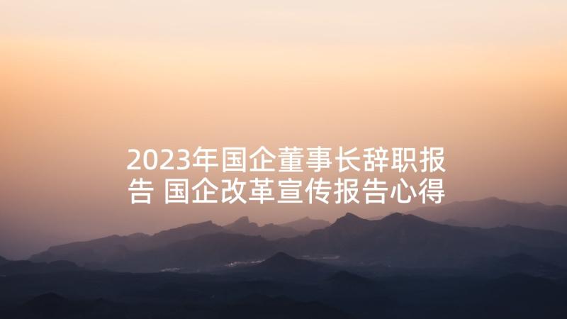 2023年国企董事长辞职报告 国企改革宣传报告心得体会(大全7篇)