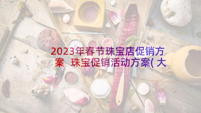 2023年春节珠宝店促销方案 珠宝促销活动方案(大全9篇)