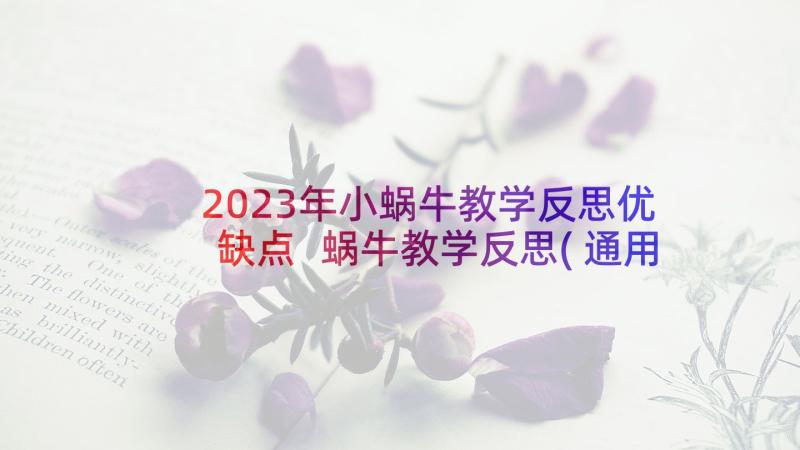 2023年小蜗牛教学反思优缺点 蜗牛教学反思(通用9篇)