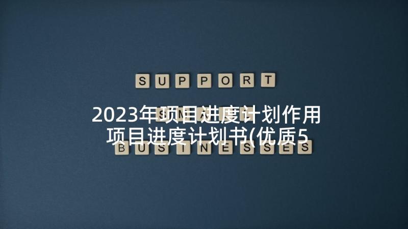 2023年项目进度计划作用 项目进度计划书(优质5篇)