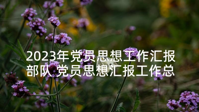 2023年党员思想工作汇报部队 党员思想汇报工作总结(优质8篇)