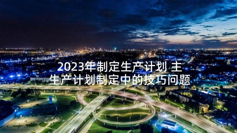 2023年制定生产计划 主生产计划制定中的技巧问题(汇总5篇)