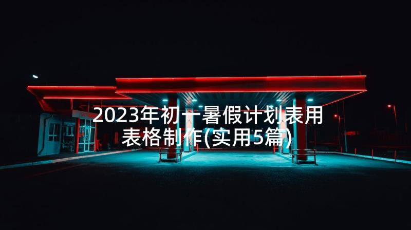 2023年初一暑假计划表用表格制作(实用5篇)