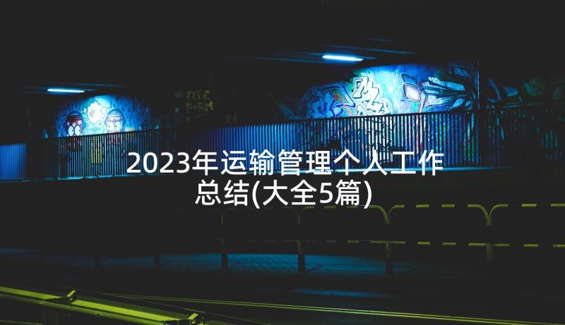 2023年运输管理个人工作总结(大全5篇)