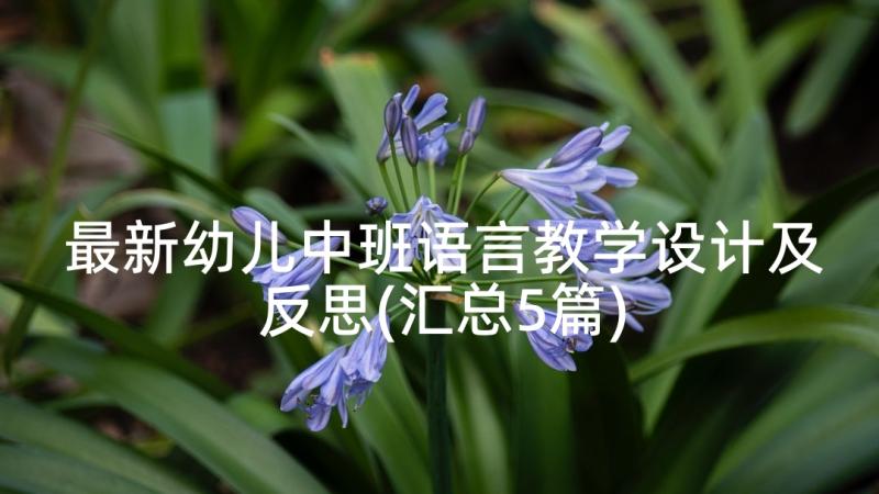 最新幼儿中班语言教学设计及反思(汇总5篇)