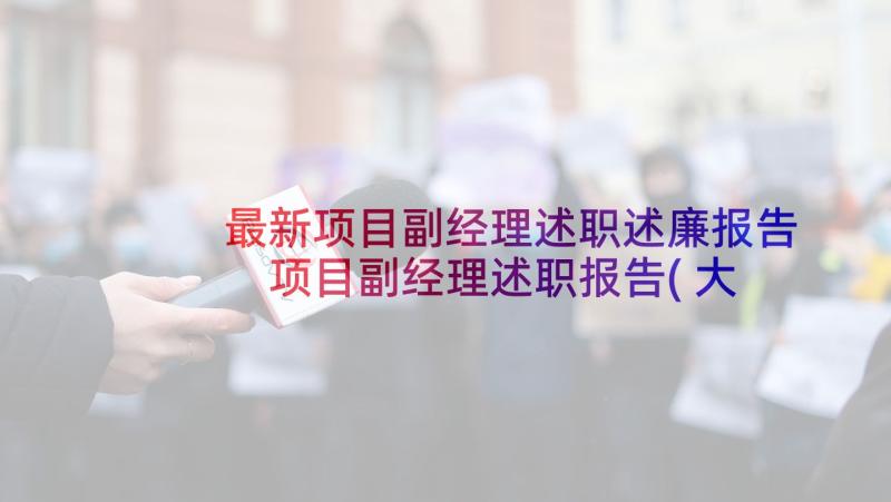 最新项目副经理述职述廉报告 项目副经理述职报告(大全5篇)