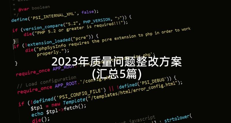 2023年质量问题整改方案(汇总5篇)