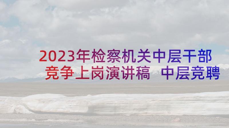 2023年检察机关中层干部竞争上岗演讲稿 中层竞聘演讲稿(大全5篇)