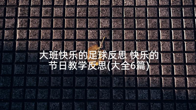 大班快乐的足球反思 快乐的节日教学反思(大全6篇)