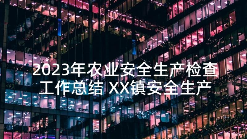 2023年农业安全生产检查工作总结 XX镇安全生产自检自查报告(优质8篇)