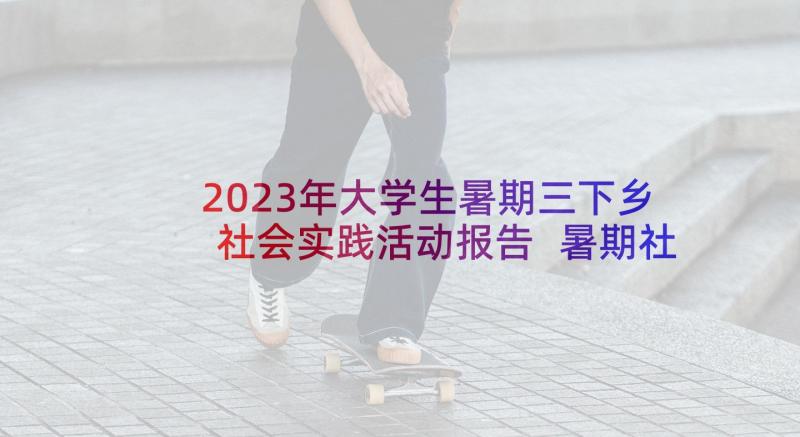 2023年大学生暑期三下乡社会实践活动报告 暑期社会实践三下乡活动总结(优质6篇)