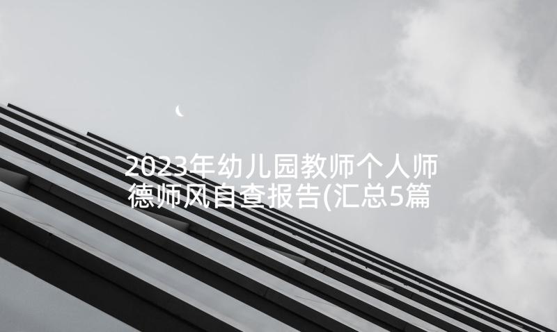 2023年幼儿园教师个人师德师风自查报告(汇总5篇)