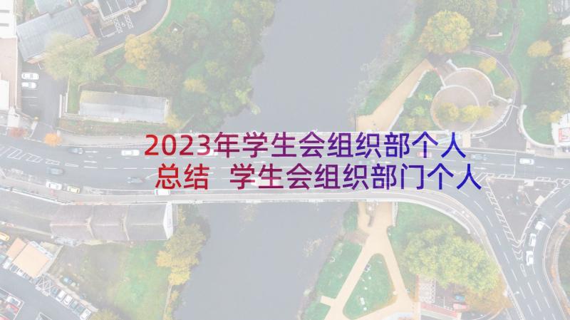 2023年学生会组织部个人总结 学生会组织部门个人工作总结(汇总5篇)