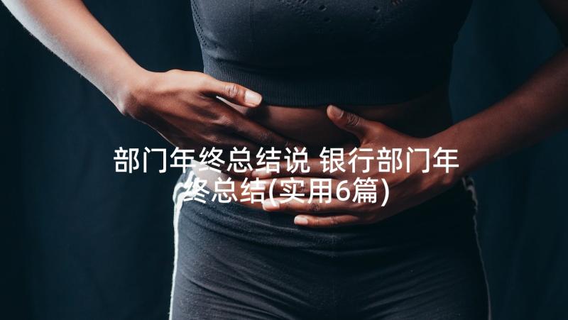 部门年终总结说 银行部门年终总结(实用6篇)