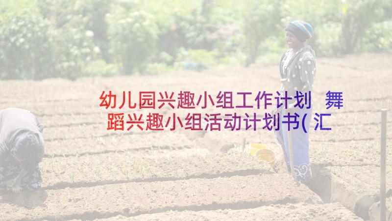 幼儿园兴趣小组工作计划 舞蹈兴趣小组活动计划书(汇总5篇)