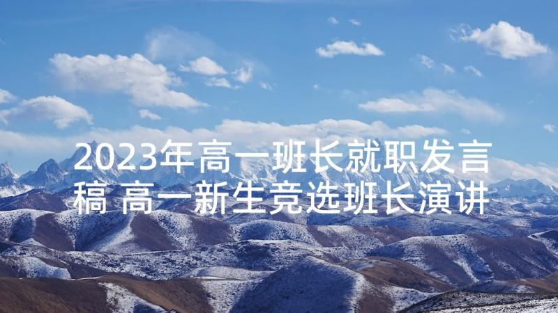 2023年高一班长就职发言稿 高一新生竞选班长演讲稿(通用5篇)