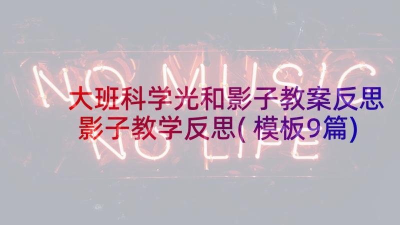 大班科学光和影子教案反思 影子教学反思(模板9篇)