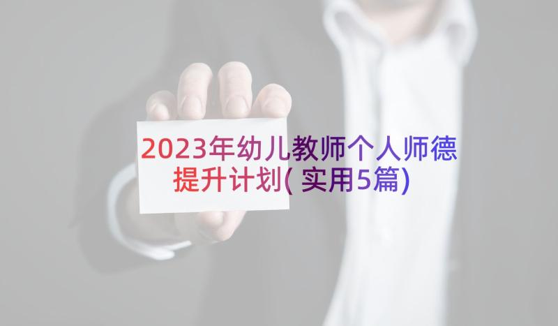 2023年幼儿教师个人师德提升计划(实用5篇)