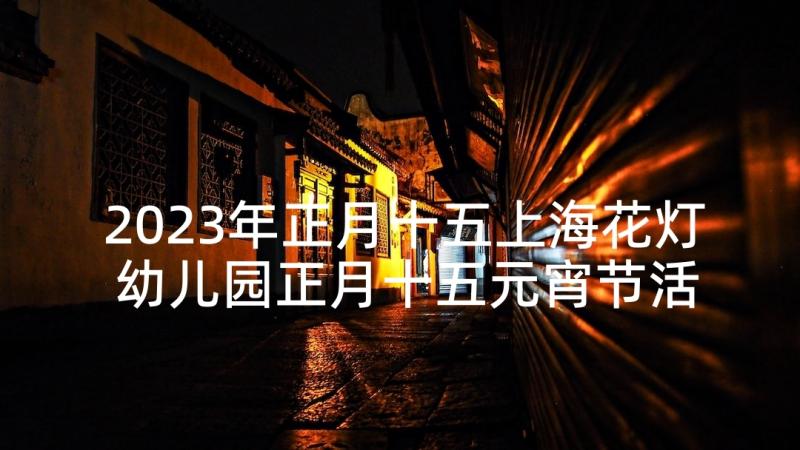 2023年正月十五上海花灯 幼儿园正月十五元宵节活动方案(精选8篇)