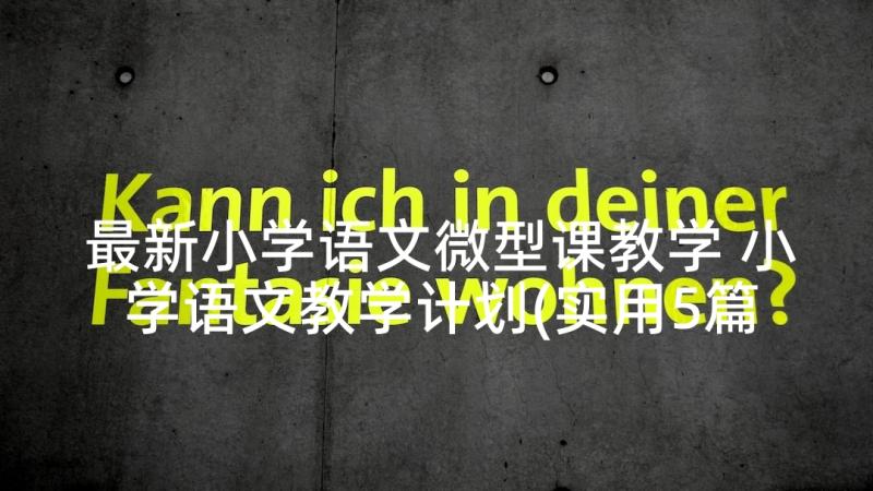 最新小学语文微型课教学 小学语文教学计划(实用5篇)