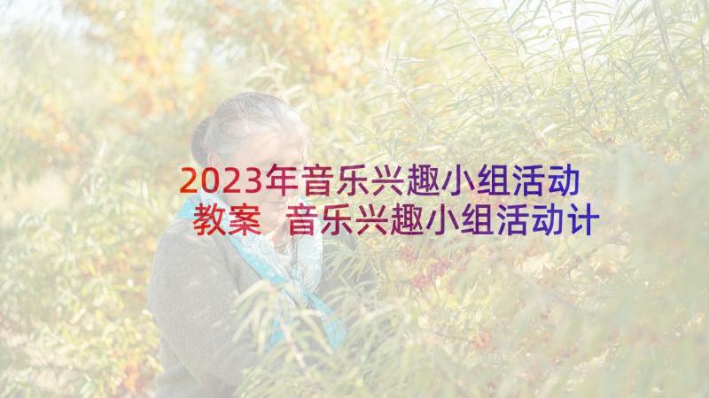 2023年音乐兴趣小组活动教案 音乐兴趣小组活动计划(大全7篇)