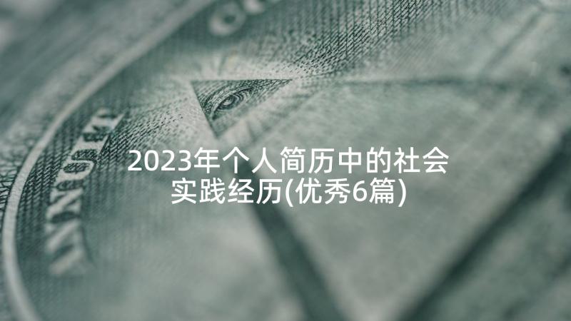 2023年个人简历中的社会实践经历(优秀6篇)