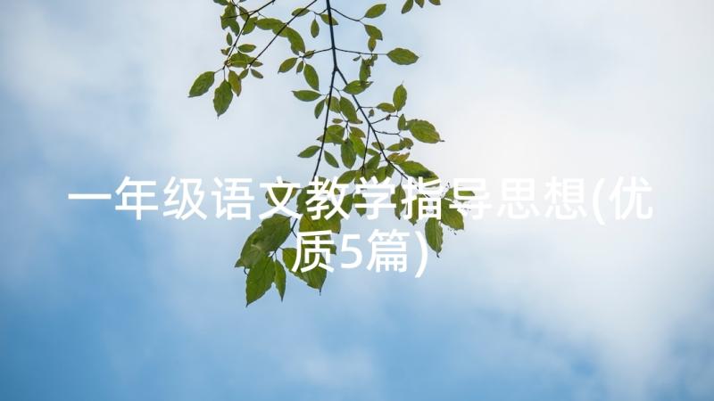 一年级语文教学指导思想(优质5篇)