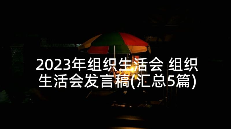 2023年组织生活会 组织生活会发言稿(汇总5篇)