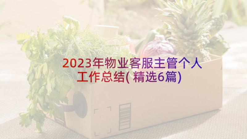 2023年物业客服主管个人工作总结(精选6篇)