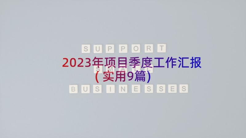 2023年项目季度工作汇报(实用9篇)