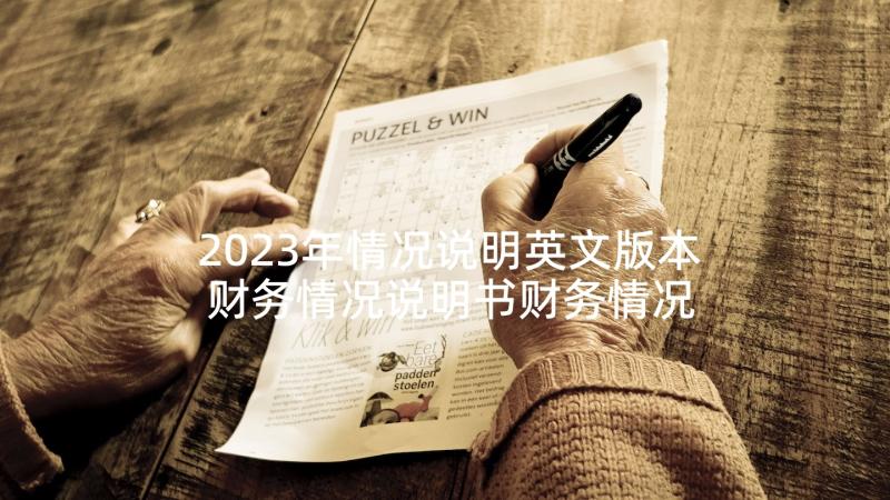 2023年情况说明英文版本 财务情况说明书财务情况说明书(模板6篇)